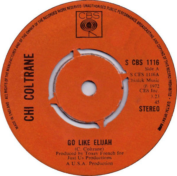 Chi Coltrane - Go Like Elijah (7", Single)