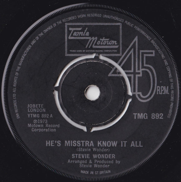 Stevie Wonder - He's Misstra Know It All (7