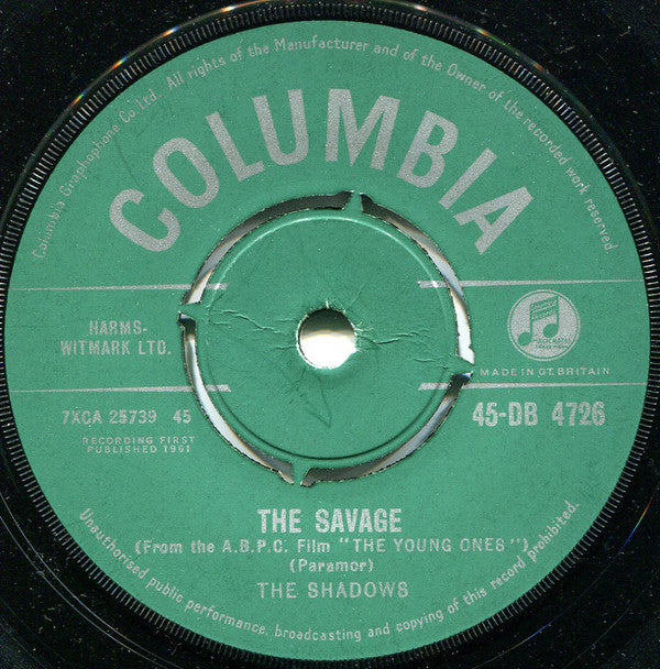 The Shadows - The Savage (7", Single)