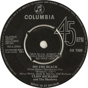 Cliff Richard And The Shadows* - On The Beach (7", Single)