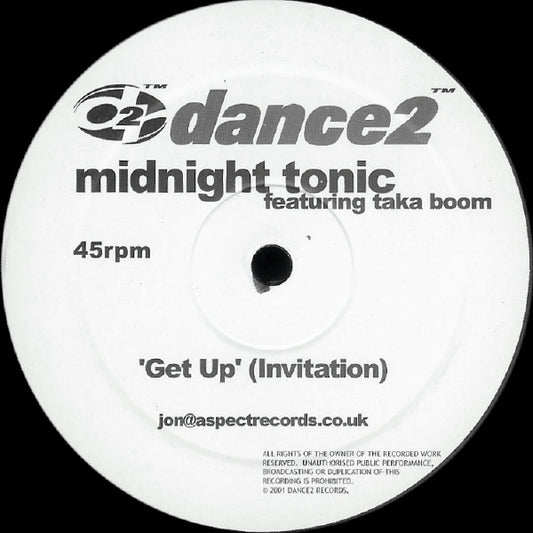 Midnight Tonic featuring Taka Boom - Get Up (Invitation) (12", Promo)