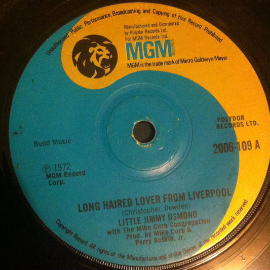 Little Jimmy Osmond - Long Haired Lover From Liverpool / Mother Of Mine (7", Single)