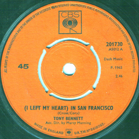 Tony Bennett - (I Left My Heart) In San Francisco (7", Single, Pus)