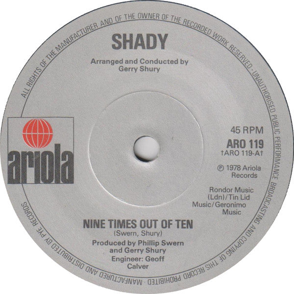 Shady* - Nine Times Out Of Ten (7", Single, Sol)