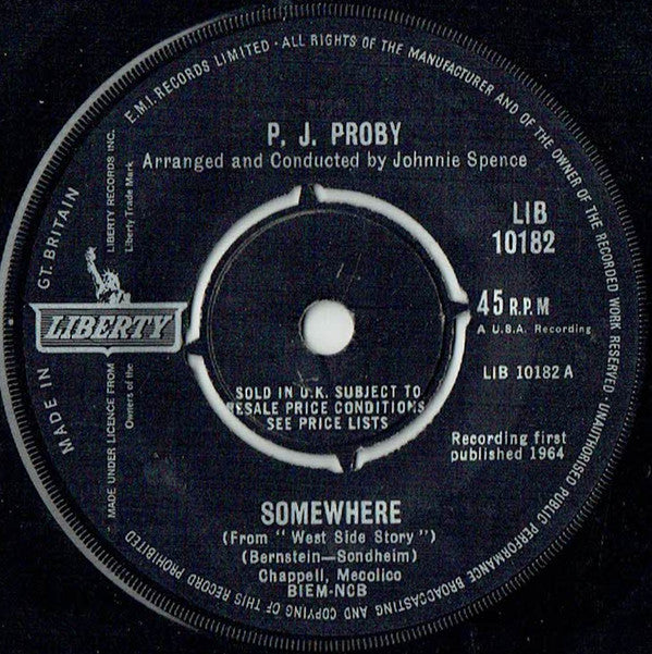 P. J. Proby* - Somewhere (7", Single, 4 P)