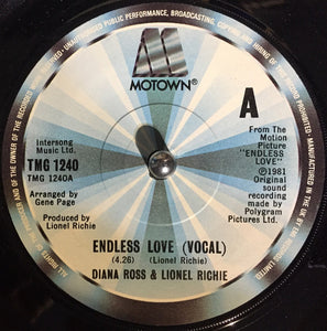 Diana Ross & Lionel Richie - Endless Love (Vocal) (7", Single, Sol)
