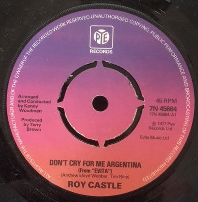 Roy Castle - Don't Cry For Me Argentina (7", Kno)