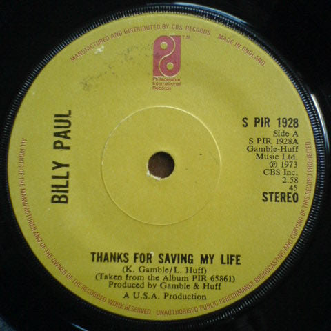 Billy Paul - Thanks For Saving My Life (7