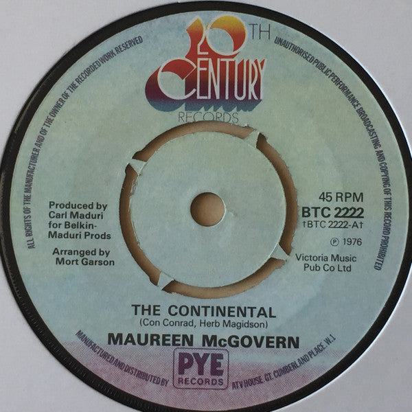 Maureen McGovern - The Continental (7", Single, Kno)
