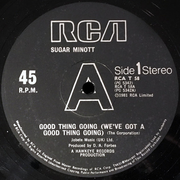 Sugar Minott / Session In Session - Good Thing Going (We've Got A Good Thing Going) / Bad Things (12