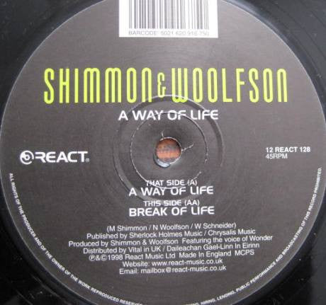 Shimmon & Woolfson - A Way Of Life (12